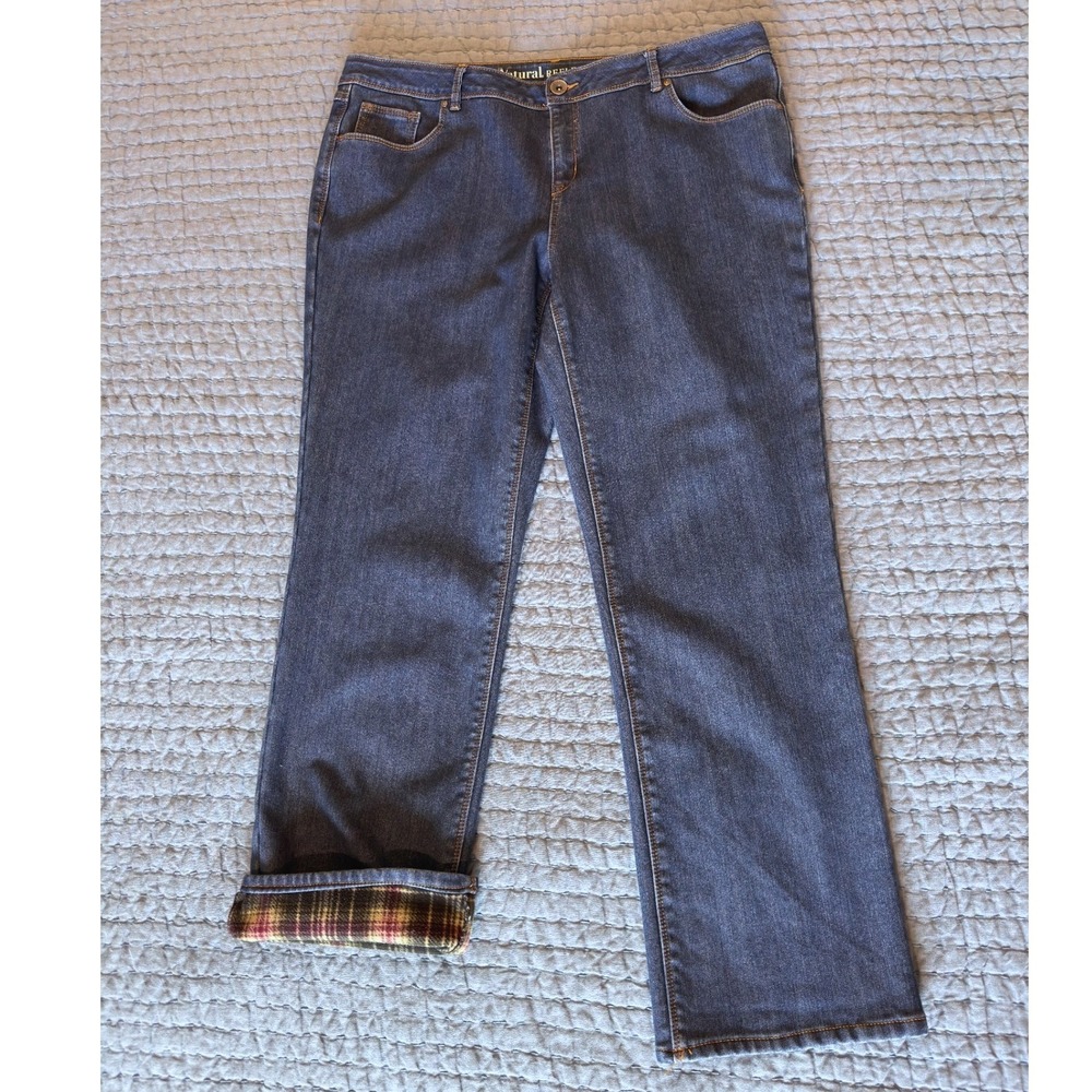 Natural Reflections Comfort Stretch Fleece Lined Jeans 18 Straight Leg Mid Rise